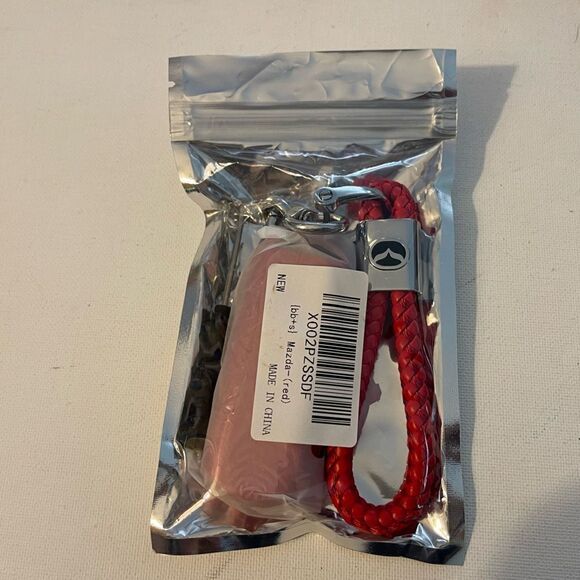 Mazda Key Fob Keychain in Red Leather & Fob Case Cover in Red NWT - Picture 6 of 6